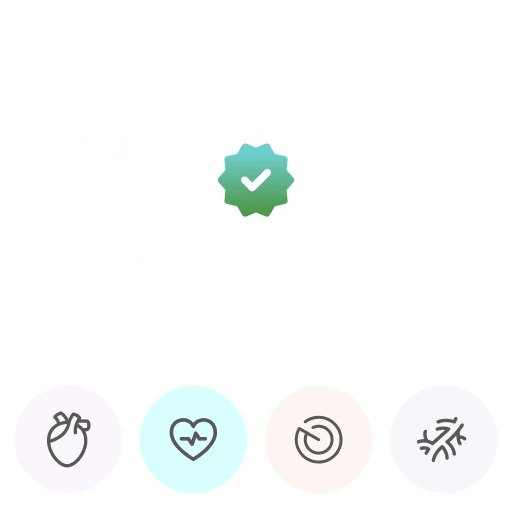 A verified badge above the four signals Coredio reads