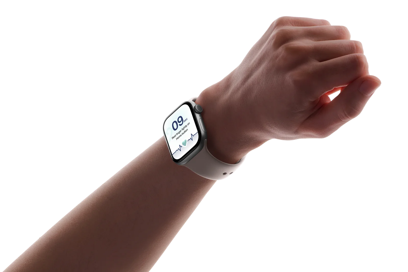 A wrist wearing a smartwatch counting down a reading