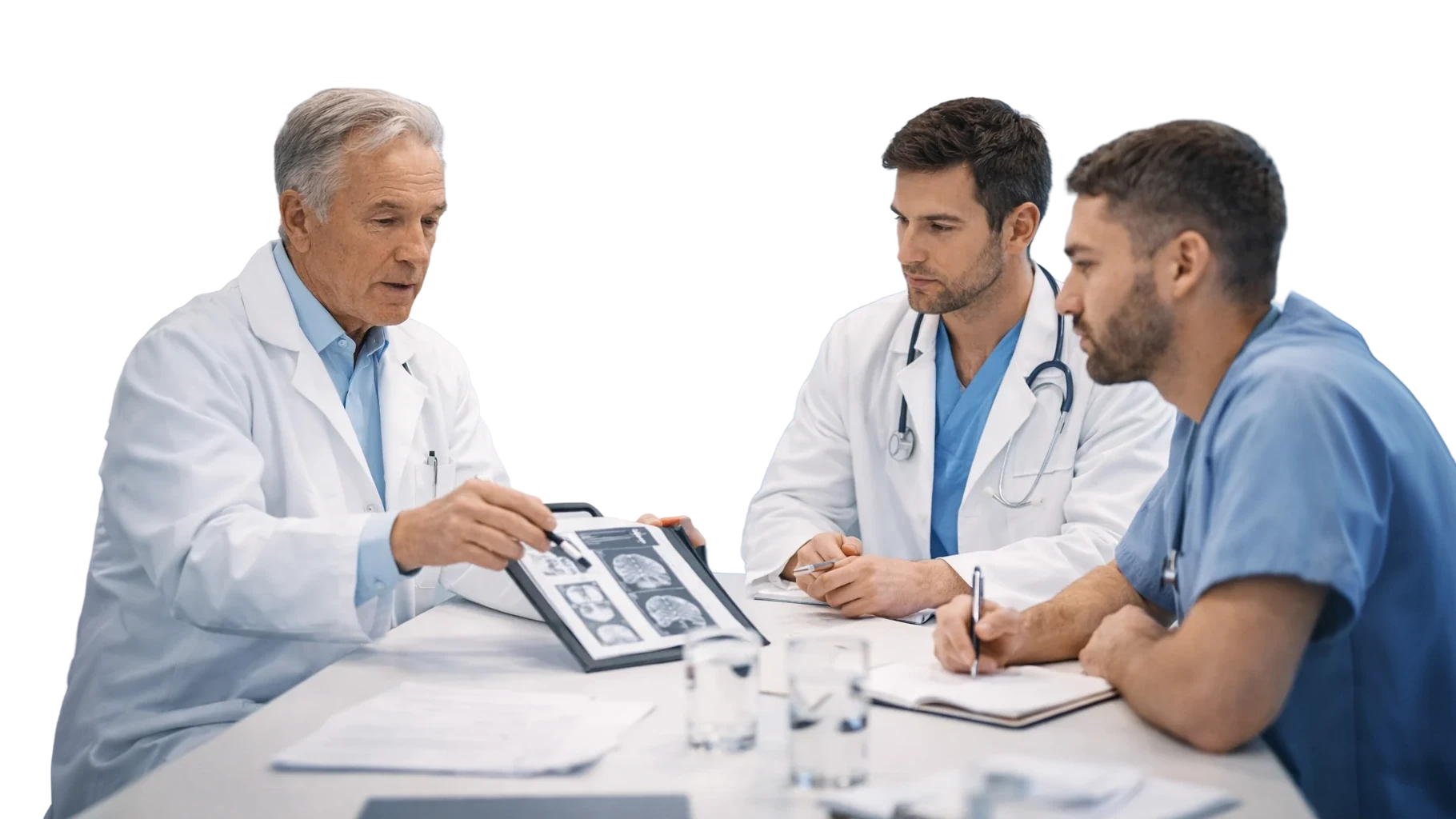 Clinicians reviewing a patient's records together