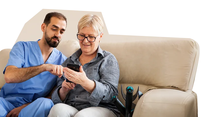 Patient taking an at-home reading on the Coredio app